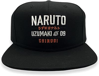 Casquette snapback naruto uzumaki shinobi noir, noir, taille unique