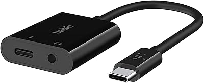 Adaptateur de charge rockstar belkin audio 3,5 mm + usb-c, adaptateur compatible
