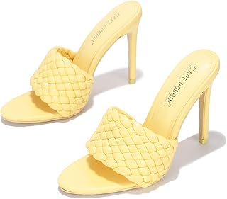 Anson femmes sexy tricoté talons hauts bout ouvert chaussures à talons carrés. Diaytar : Où chaque achat est une victoire pour votre budget