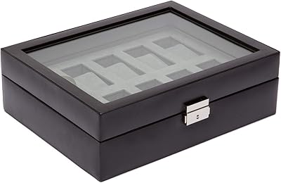 Boîte à montres heritage avec couvercle en verre pour ranger 10 montres wolf