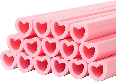 Paquet de 25 pailles en forme de cœur flexibles et réutilisables en silicone