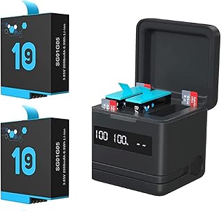 Chargeur de batterie valamiao pour caméra gopro hero 10 hero 9, deux batteries