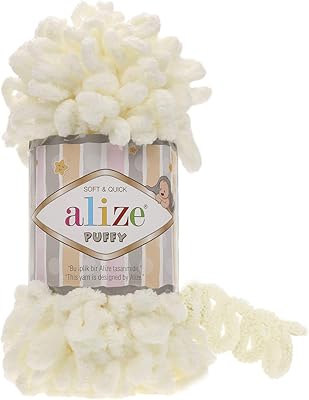 Fil à tricoter à la main alize puffy (crème légère, blanc, n° 62)