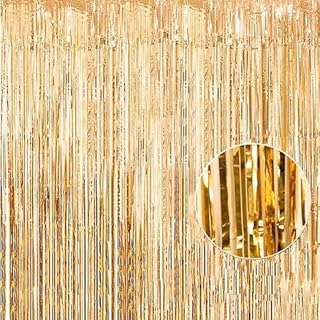 Rideau à franges en feuille d'or, toile de fond à paillettes 1 x