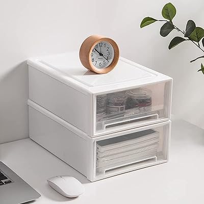 Organiseur de bureau boîte de rangement transparente empilable pour fournitures bureau documents chevet
