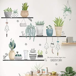 Macmulla autocollants muraux feuilles de plantes vertes pour décoration murale de chambre à
