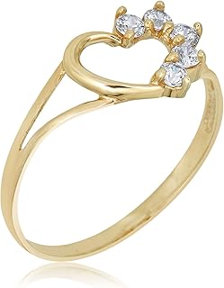 Avora bague cœur ouvert en or jaune 10 carats et diamants cz pour enfants et bébés, taille 3. Diaytar : Des prix mini pour un service maxi