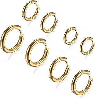 Boucles d'oreilles créoles en acier titane et or pour femmes hypoallergéniques crestment