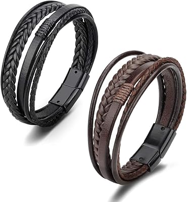 Bracelet en cuir tressé de luxe pour hommes et femmes avec fermoir