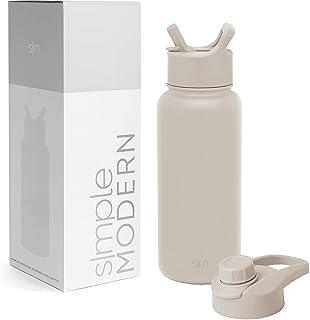 Bouteille d'eau moderne simple avec paille et couvercle chug, bouteilles thermos en métal