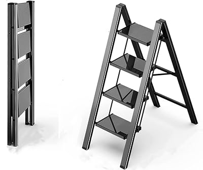 Échelle pliante à 4 marches en aluminium sunrise tabouret pédale large et léger