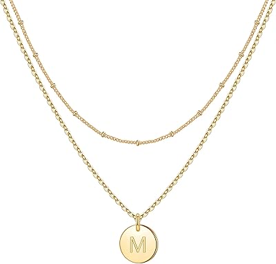 Collier en or gravé double face pour femme en or 14 carats