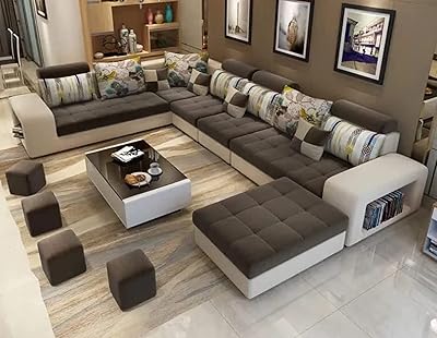 Ensemble de canapé d'angle pour salon, appartement, ensemble de meubles mixtes (marron)