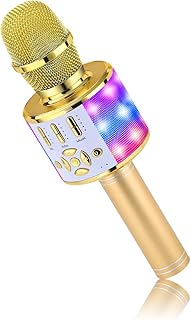 Microphone de karaoké bluetooth sans fil bonauk 4 en 1, microphone de karaoké