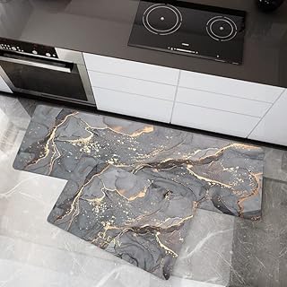 Ensemble de 2 tapis et cuisine en polyester antidérapants absorbants lavables en machine