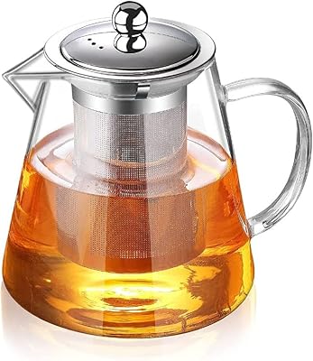 Théière en verre de 40 oz/1 300 ml avec infuseur amovible en acier