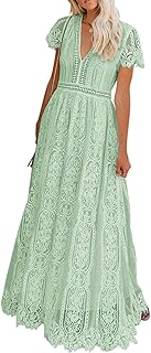 Robe de soirée longue décontractée à col en v et manches courtes