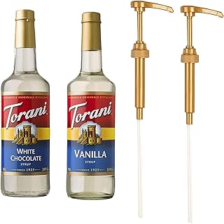 Sirop torani vanille et chocolat blanc avec pompes (pack de 2,750 ml)