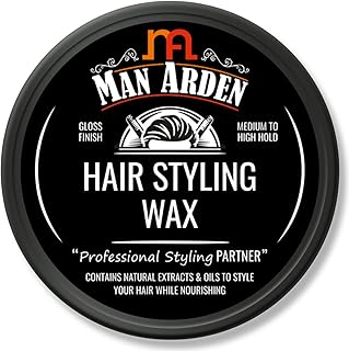 Cire coiffante professionnelle man arden pour finition brillante, tenue moyenne à élevée, anti-frisottis