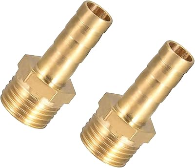 2 connecteurs de tuyau barbelé en laiton 1/4"/6 mm avec tube fileté psp