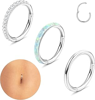 Boucles d'oreilles de nombril en acier chirurgical 14g 316l, anneaux de nombril opale