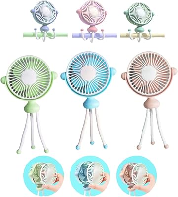 Ventilateur de poussette portable 2 heures de travail, petit ventilateur avec pieds pliants
