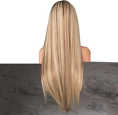 Perruque longue et lisse de 70 cm, perruque de cosplay blonde naturelle résistante