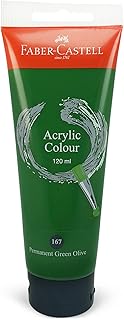 Tube de peinture acrylique 120 ml - vert olive permanent, 378367