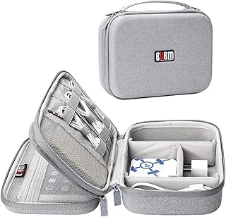Organiseur électronique bubm étui de voyage rigide avec poignée pour câbles