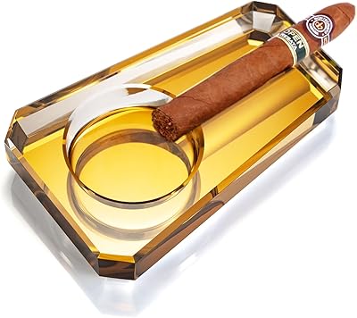 Cendrier en verre cristal cigarlong ornement simple pour cigares de gros