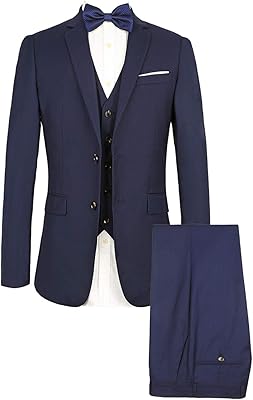 Costumes de mariage 3 pièces élégants à revers cranté pour hommes, coupe ajustée