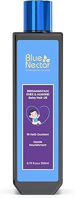 Huile capillaire ayurvédique pour enfants au nectar bleu avec ghee biologique, huile d'amande