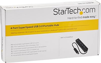Hub startech.com usb 3.0 avec câble intégré - hub usb ultra-rapide pour ordinateur
