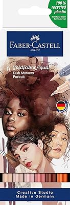 Faber-castell gold faber dual aqua marker pen, 6 couleurs, crayon aquarelle avec 2