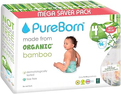 Couches jetables pour bébé en bambou biologique-naturel pureborn taille 4-couche de 7 à
