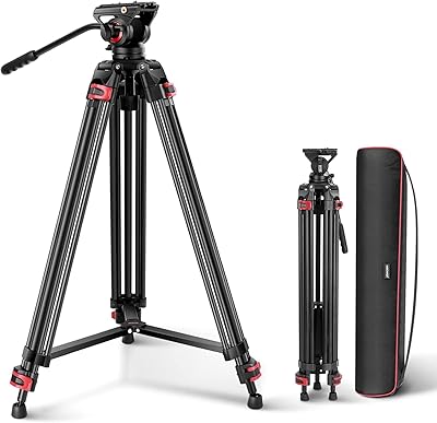 Neewer 74\" trépied vidéo pro avec tête fluide, trépied en aluminium robuste