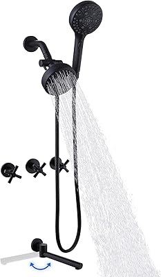 Robinet de baignoire-douche à 3 poignées ensemble de robinets de baignoire noir mat