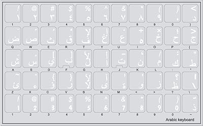 Autocollants pour clavier arabe avec lettres écrites en blanc sur fond