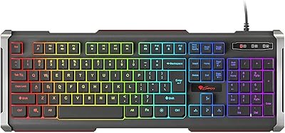 Clavier de jeu filaire genesis avec rétroéclairage rvb, touches anti-multi-touches, corps étanche durable