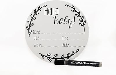 Bannière d'annonce de naissance nana's little angels 5 pouces blanc \"bonjour bébé\" panneau en bois avec nom de bébé nouveau-né avec peinture noire, panneau en bois pour annonce photo de l'hôpital, accessoire photo. Diaytar : Le discount nouvelle génération au Sénégal