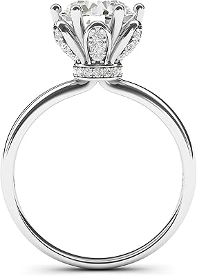 Bague de fiançailles en or blanc 10 carats à motif de fleurs romantiques
