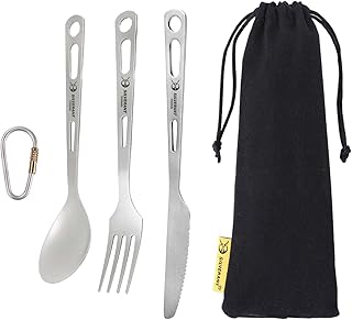 Ensemble de couverts en titane silverant 3 pièces durable extra solide et léger
