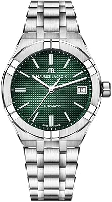 Montre automatique icon 42 mm en acier inoxydable avec cadran vert, ai6008-ss002-630-1, bracelet