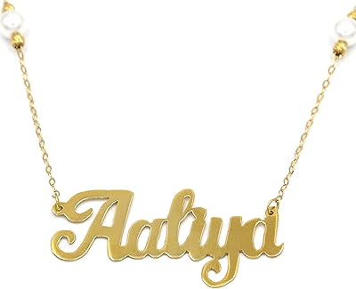 Collier personnalisé en or véritable 18 carats (non plaqué/rempli), 18, or, sans pierres