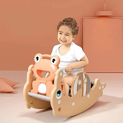 Jouet cheval à bascule portable 3 en 1 pour enfants avec panier