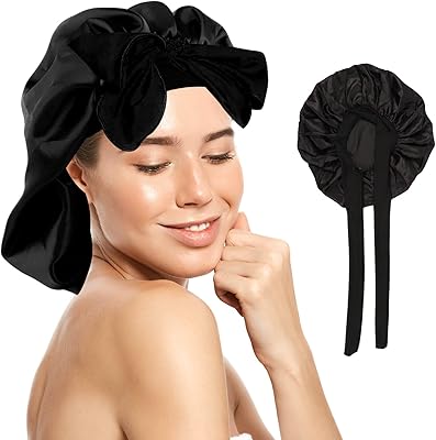 Bonnet réglable en satin pour femme, bonnet de nuit en soie avec bande