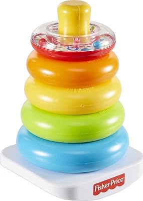 Fisher-price rock-a-stack, jeu classique d'empilage d'anneaux roly-poly pour bébés et tout-petits âgés