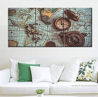 3 pièces d'art mural rustique pour salon impression sur toile bleue