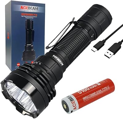 Lampe de poche double rechargeable ace pam defender p18 - 5 000 lumens