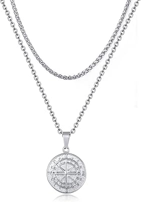 Collier boussole pour hommes - pendentif boussole bijoux cadeau de remise de diplôme